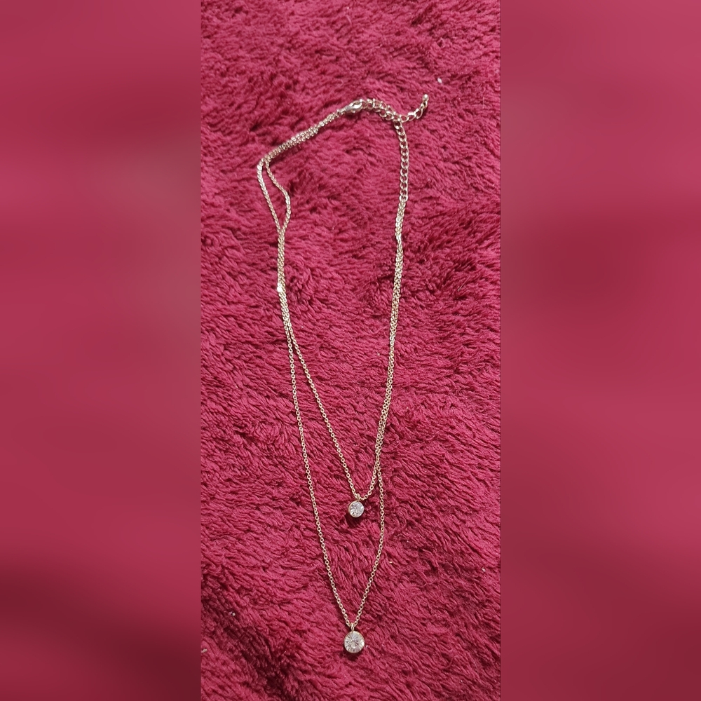 Source Unknown Gold Double Chain Necklace